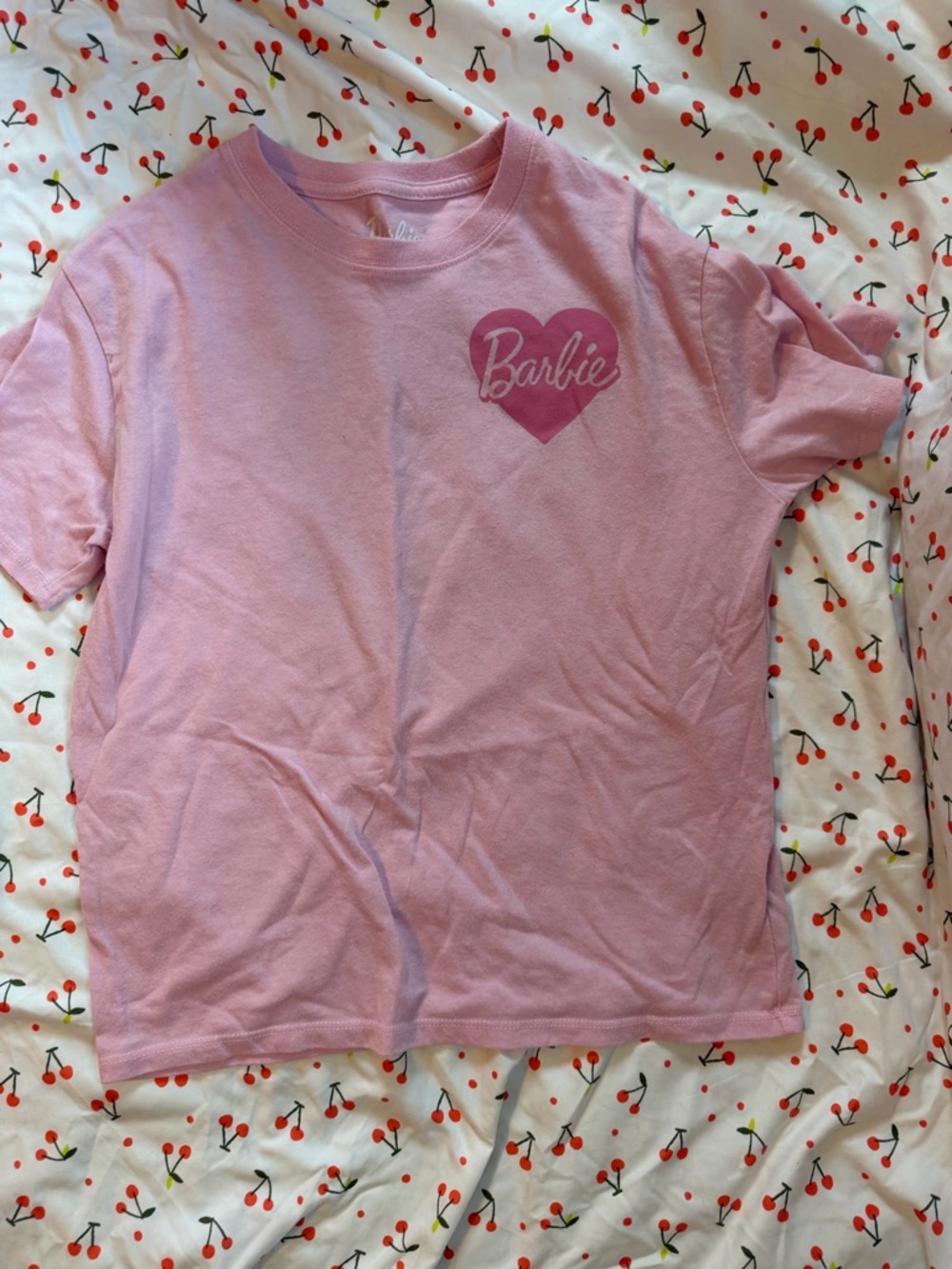 Barbie Pink Heart Logo Tee - Light Pink Short Sleeve Shirt